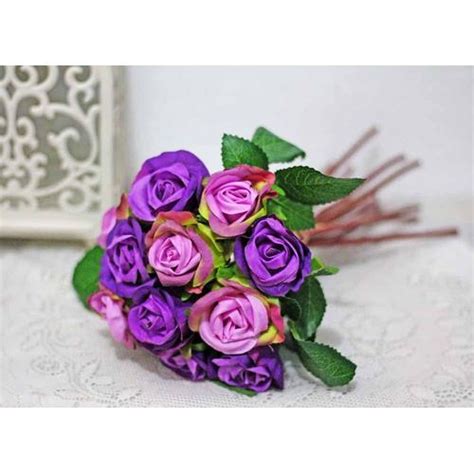 Jual bunga artificial / hand bouquet flower / buket bunga ungu purple ...