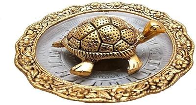 Buy Trendy Crafts Metal Feng Shui Golden Tortoise on Glass Plate - 5.5 ...