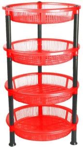 FABLE INDIA Fruits/Vegetables Kitchen Rack Plastic 4 Layer Round Shape ...