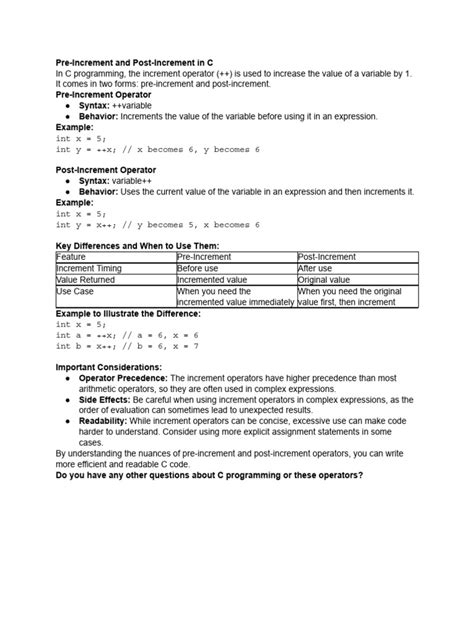 Image result for Post and Pre Increment C Coding