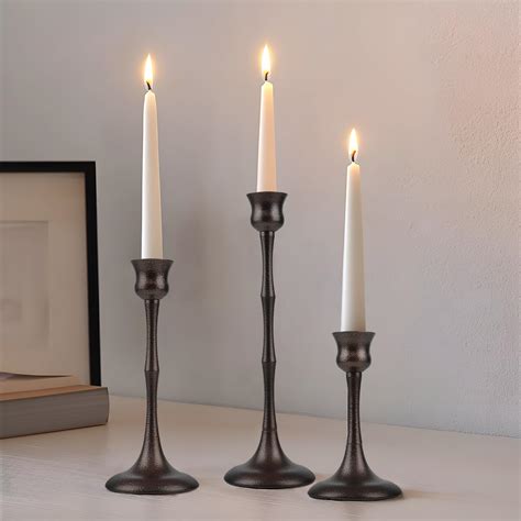 Amazon.com: Vintage Metal Candlestick Holders, Set of 3 Bronze Candle ...