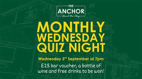 Back to School Quiz Night at The Anchor, The Anchor, TW19 6AQ Staines ...