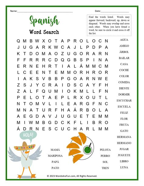 Spanish Word Search Puzzles Printable | All FREE Printables