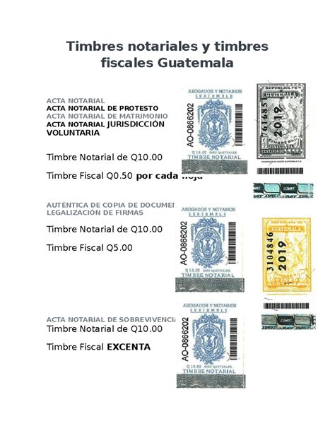 Timbres notariales y timbres fiscales Guatemala Detallado - Timbres ...