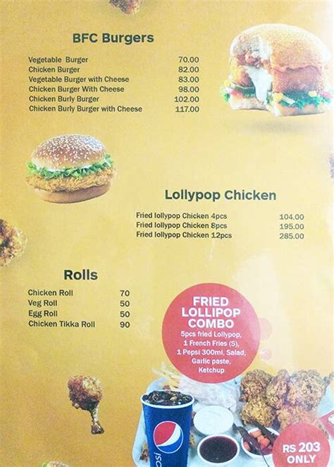Menu at BFC Restaurant(Fried chicken,Burgers,Milkshake.Faloodha ...