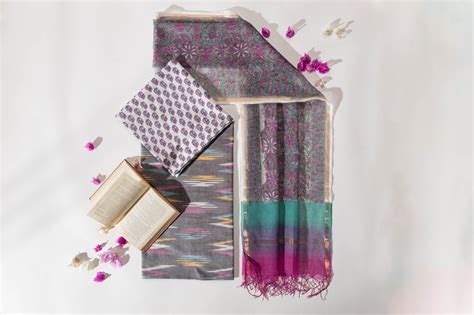 Pure Cotton Ikat Weaved Hand Block Printed 3 PC Suit with Kota Doria ...