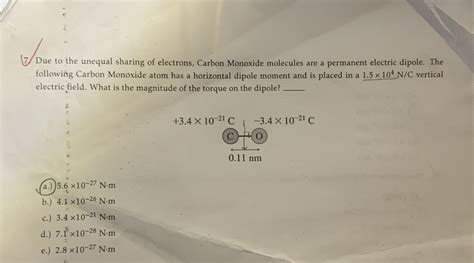 Solved Due to the unequal sharing of electrons, Carbon | Chegg.com