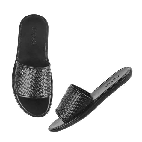 Ledero Black Weave Pattern Slides for men | Buy Stylish Slip ons for ...