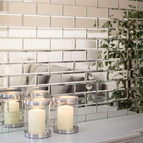 200x75 bevelled mirror tiles – Silver mirrored bevelled brick shape ...