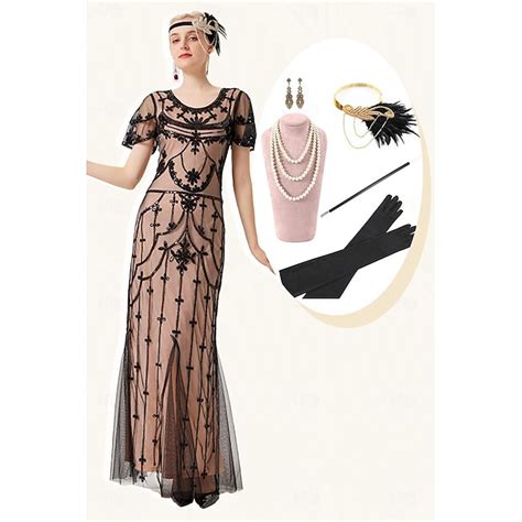 Retro Vintage Roaring 20s 1920s Ankle Length Outfits Cocktail Dress ...
