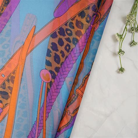 Buy Multi Color Animated Pattern Digital Print Imported Flat Chiffon ...