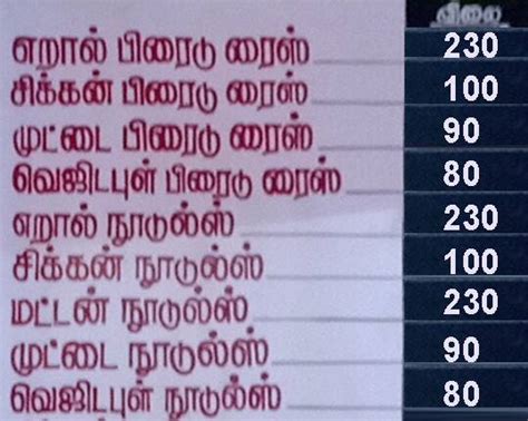 Menu at Hotel Vallavan Chettinad, Chennai