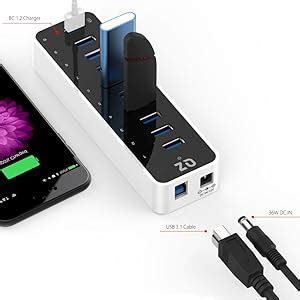 [10 Ports, 12V 5A 60W Power, Industrial Grade] QZ Active Powered USB ...