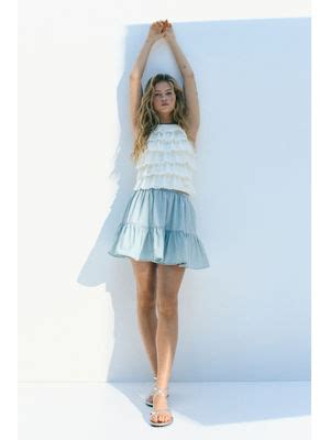 Buy H&M Flounced Mini Skirt Blue (2XS) Online