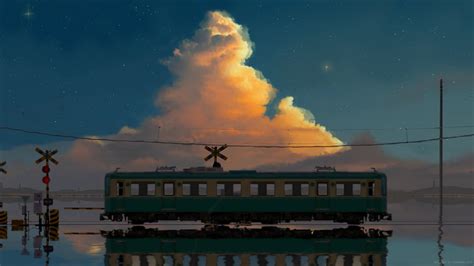 Download Sky Refelction Water Train 4k Ultra HD Wallpaper