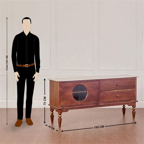 Buy Dastkari Marble Top Buffet Sideboard Cabinet - White and Brown from ...