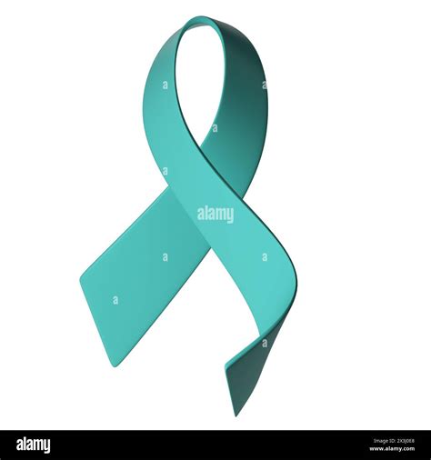 3d teal ribbon icon illustration. Awareness for cervical Ovarian Cancer ...