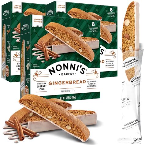 Amazon.com: Nonni's Gingerbread Biscotti Holiday Cookies - 3 Boxes ...