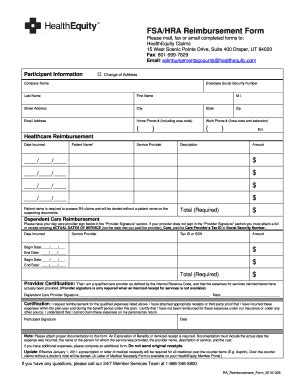 FSA/HRA Reimbursement Form - Blank Fillable Template | Fill Out, Print ...