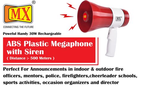 MX 20W Handheld Megaphone with USB/SD Card Playback & Siren | PA ...