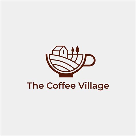 village coffee shop logo, line, vector, house, tree, village 24149400 ...