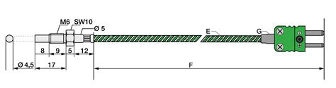 Thermocouple type K M6 with glass fibre cable | Testo Sensor English