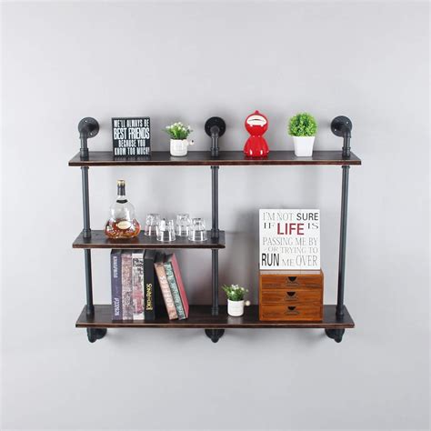 MBQQ Industrial Pipe Shelf with Wood 43.3in,Rustic India | Ubuy
