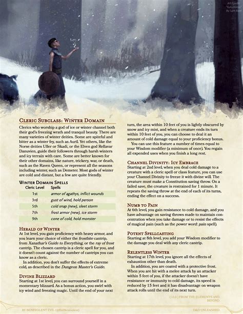 The Winter Domain (Cleric) — DND Unleashed: A Homebrew Expansion for ...