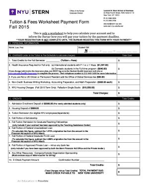Tuition & Fees Worksheet Payment Form - Blank Fillable Template | Fill ...
