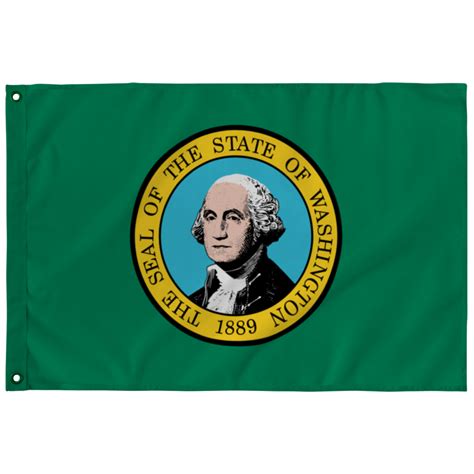 Washington State Flag, State Emblem, Blue Field, Patriotic Banner ...