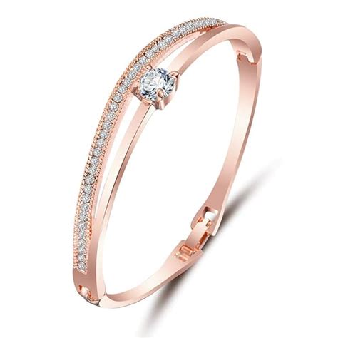 Shining Diva Fashion Stylish 18k Rose Gold Plated Crystal Bangle ...