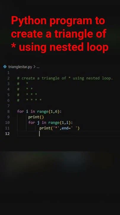 Image result for Nested Loop Programme for Triangle Python