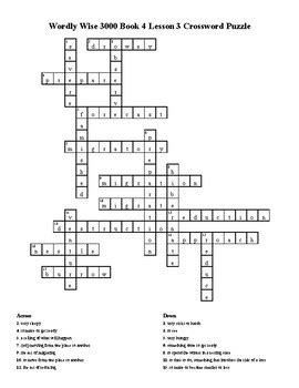 Wordly Wise 3000 Book 4 Lesson 3 Crossword Puzzle by Flair for the ...