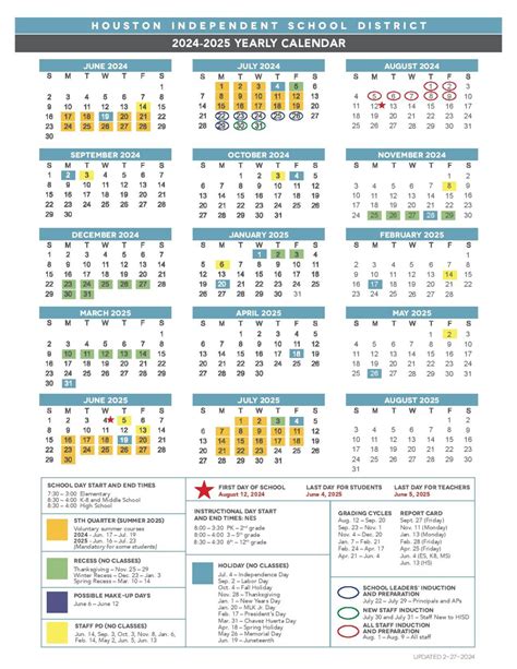 Houston Independent School District Calendar 2025-2026 PDF - School ...