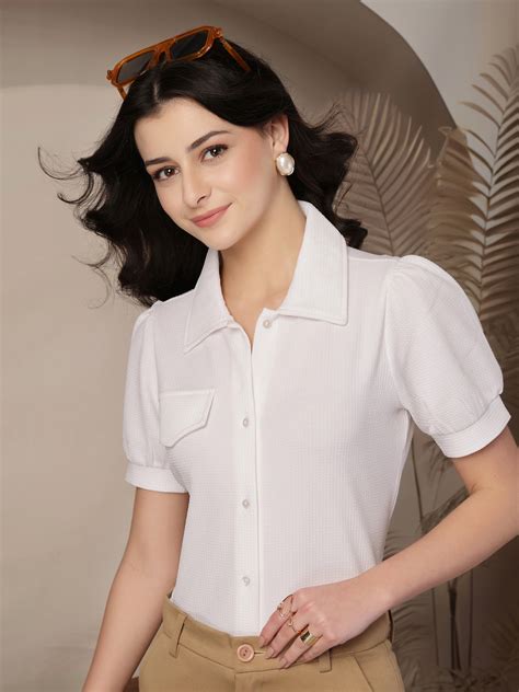 Style Quotient Women Texture White Formal Shirt Style Top – StyleQuotient