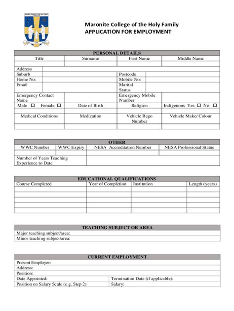 Fillable Online mchf nsw edu Maronite College of the Holy Family ...