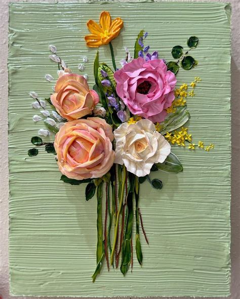 Flower painting - yummy painting - thick paint | Tablolar, Çizimler ...