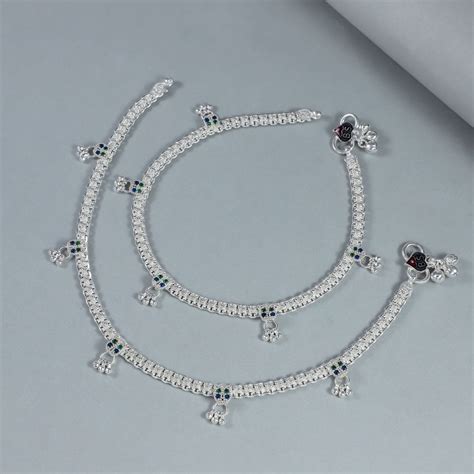 Aarohi Classic Ghungroo Silver Anklets – PP Jewellers