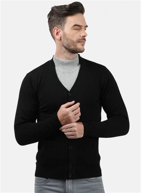 Buy Men Black Solid Cardigan Online in India - Monte Carlo