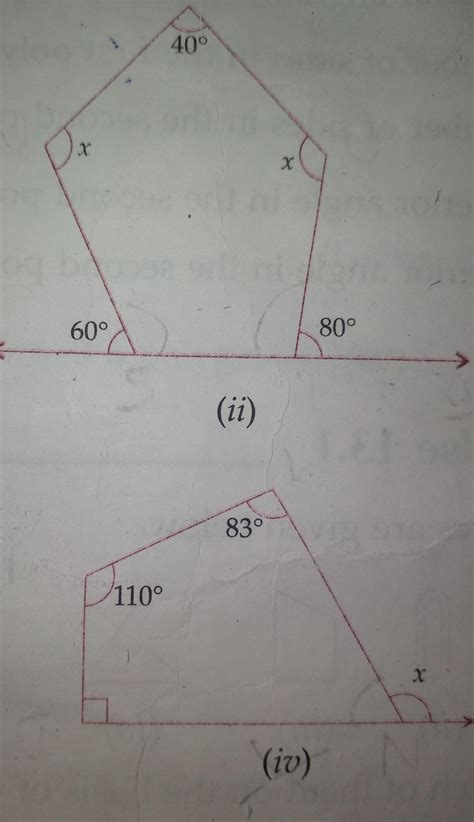 Find the angle measure x in the following figures: - Brainly.in