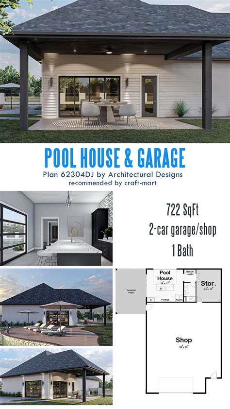 4 Car Garage Plans Pool House 97859 | The House Plan Company