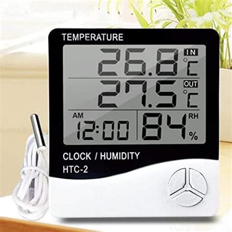 HTC Instrument 103-CTH Digital Indoor Hygrometer Thermometer with Clock ...