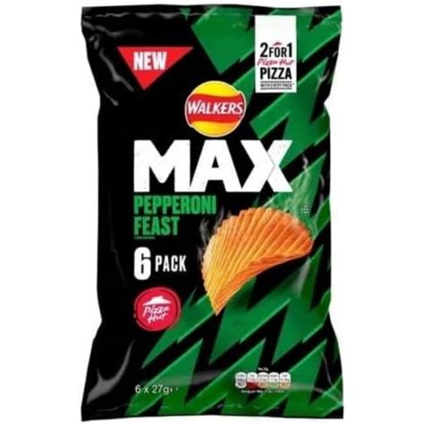 Buy WalkersMax Pizza Hut Pepperoni Feast Multipack Crisps 6x27g Online ...