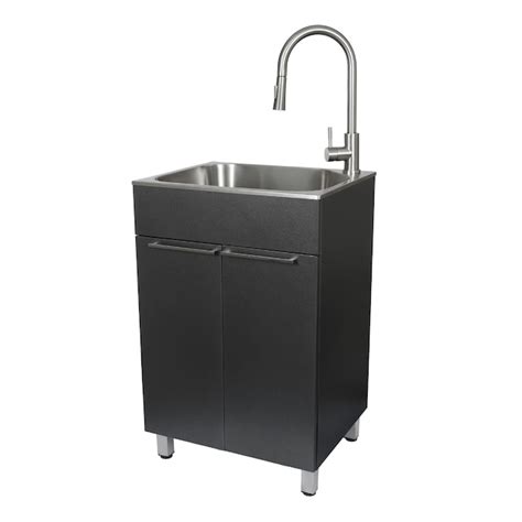 Presenza 22-in x 18-in 1-Basin Brushed Steel Drop-In Utility Tub with ...