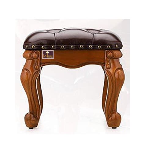 Buy Wooden Twist Squat Teak Wood Small Footrest Pouf & Ottoman Stool ...