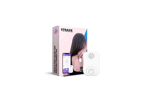 Box for Strack posture-correcting device, shows a woman wearing the ...