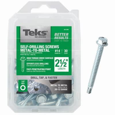 Teks 21356 Screw, 14 Thread, 2-1/2 in L, Coarse Thread, Hex Drive, Self ...