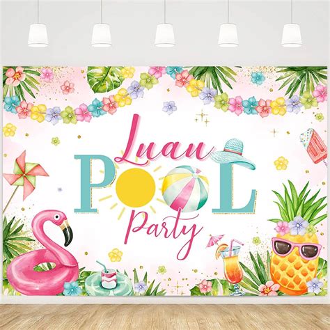 Luau Pool Party Backdrop Hawaiian Tropical Aloha Party Photography ...