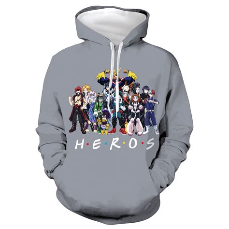 Buy My Hero Academia Hoodie Mens MHA Sweatshirt Deku Black Boku no Hero ...