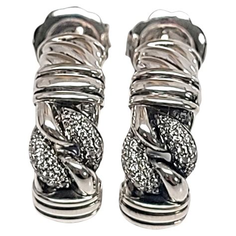 David Yurman Sterling Silver and Gold Studs Earring with Diamond ...